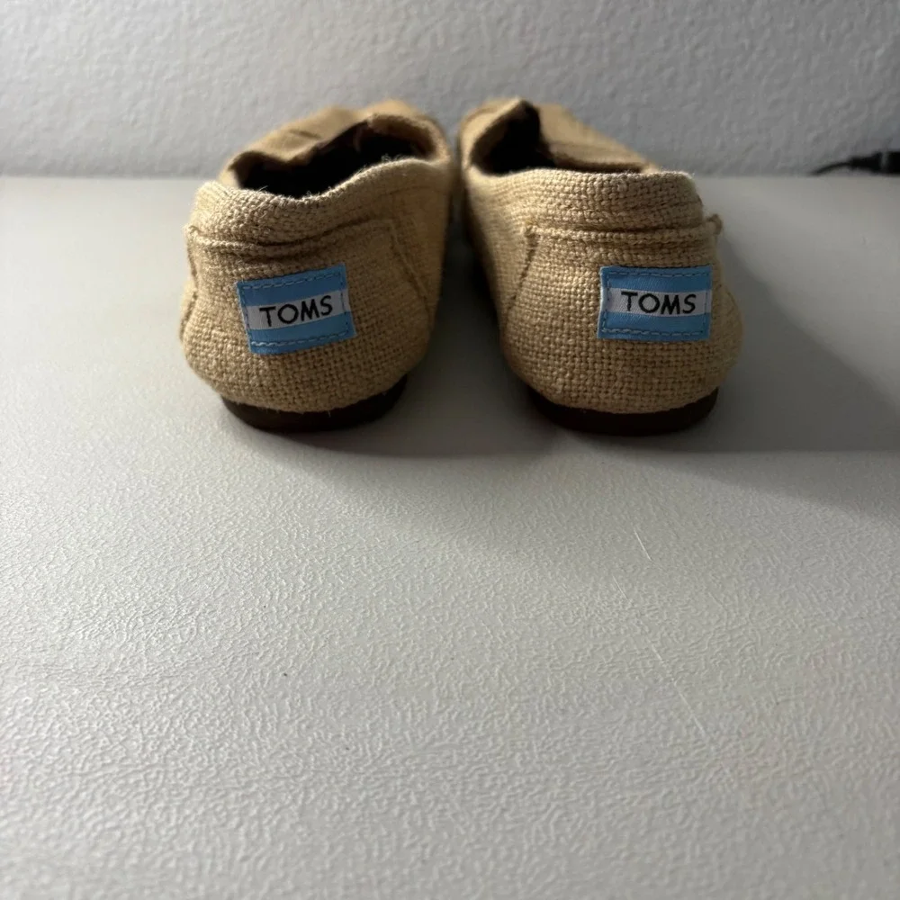 Toms Classic Alpargata Tan Burlap Slip On Shoes W7.5 Woven Flats Comfy